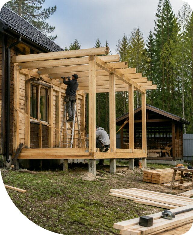 Строительство пристроек и построек на участке в Узловой