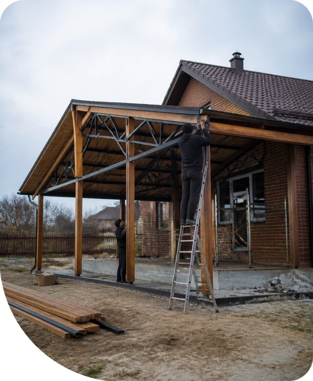 Пристройка навеса к дому и участку в Узловой под ключ
